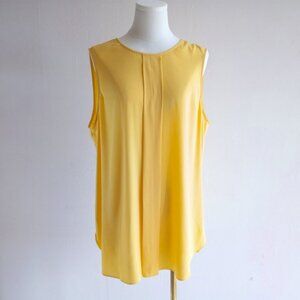 White House Black Market Yellow Sleeveless Blouse XL Flowy Minimalist Top
